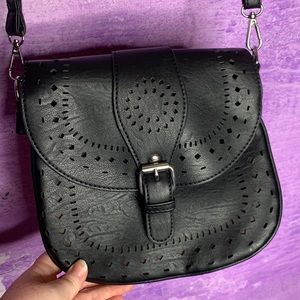 Black Faux Leather Crossbody